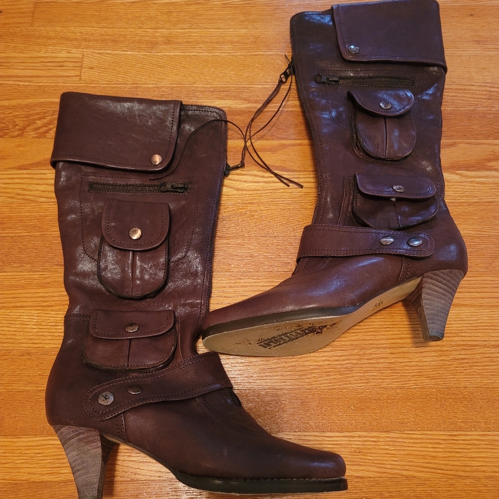 SAYCHELLES BROWN LEATHER BOOTS SZ 7